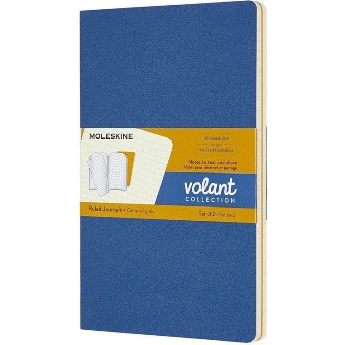 Блокнот MOLESKINE VOLANT POCKET, нелинованный, синий/желтый янтарный QP713B41M17